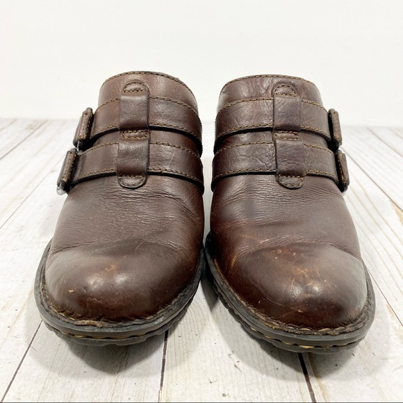 Born Brown Leather Slip-on Heeled Mules 7 / 38 - Picture 2 of 12